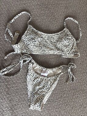 Xhilaration Black Speckle White Bikini Top & Bottom